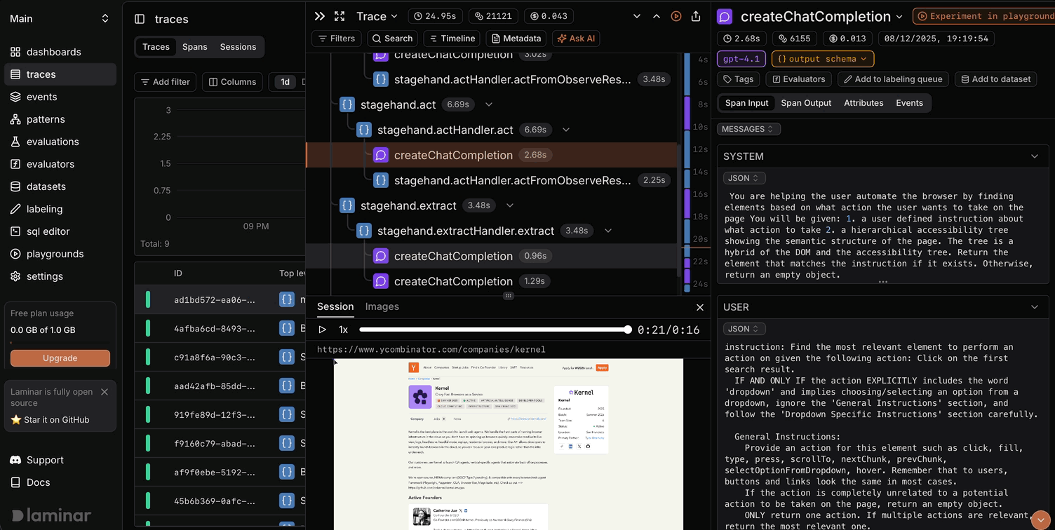 Laminar Playground with Stagehand extract pre-filled